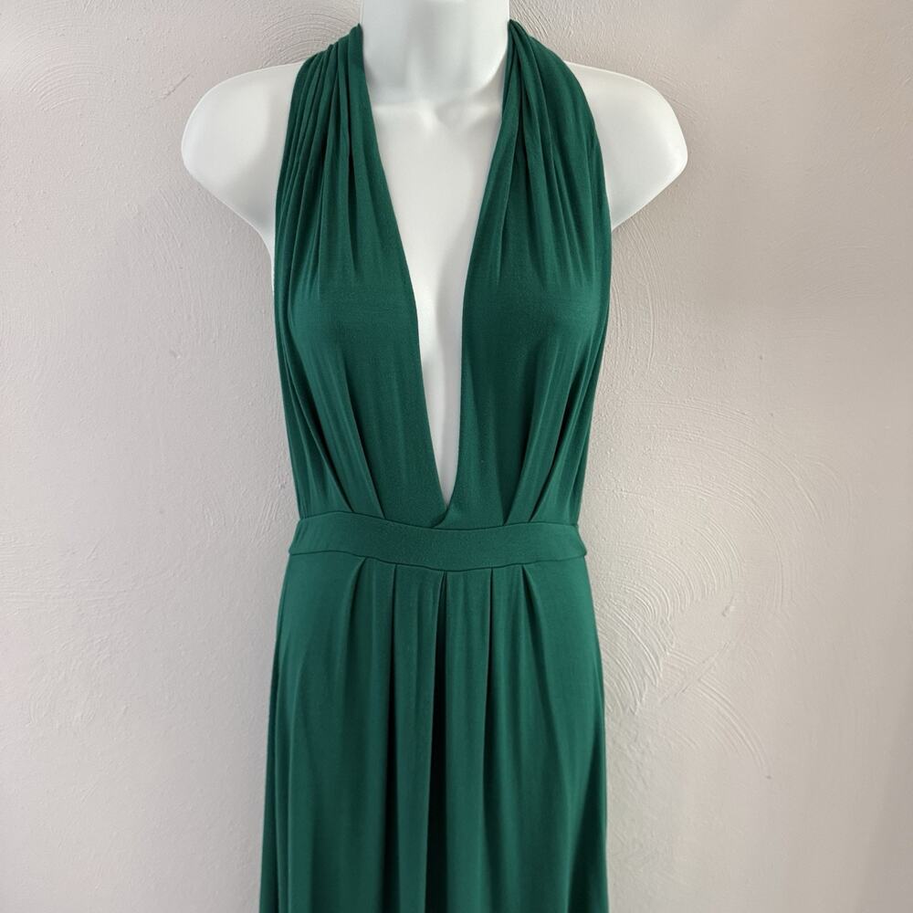 Tart Emerald Green Halter Maxi Dress Backless Plunging Grecian Modal M - Picture 4 of 14